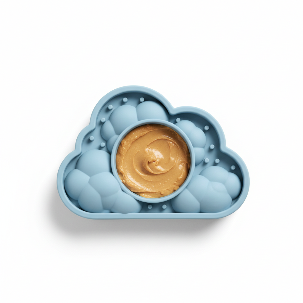 Brinquedo recheável LickCloud Refillable sobre fundo branco
